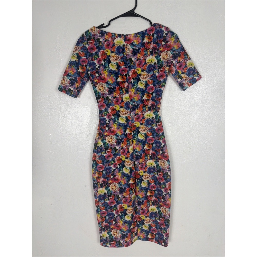 Zara Floral Printed Midi Dress Pencil Tube Bodycon Bloggers Xsmall - Picture 4 of 7